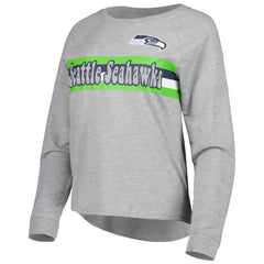 Seattle Seahawks Juniors All Striped Up Raglan Long Sleeve T-Shirt - Heathered Gray online