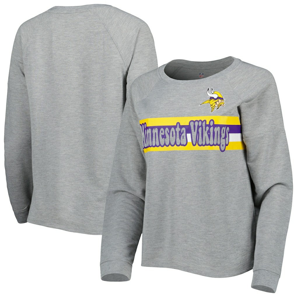 Minnesota Vikings Juniors All Striped Up Raglan Long Sleeve T-Shirt - Heathered Gray sale