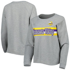 Minnesota Vikings Juniors All Striped Up Raglan Long Sleeve T-Shirt - Heathered Gray sale