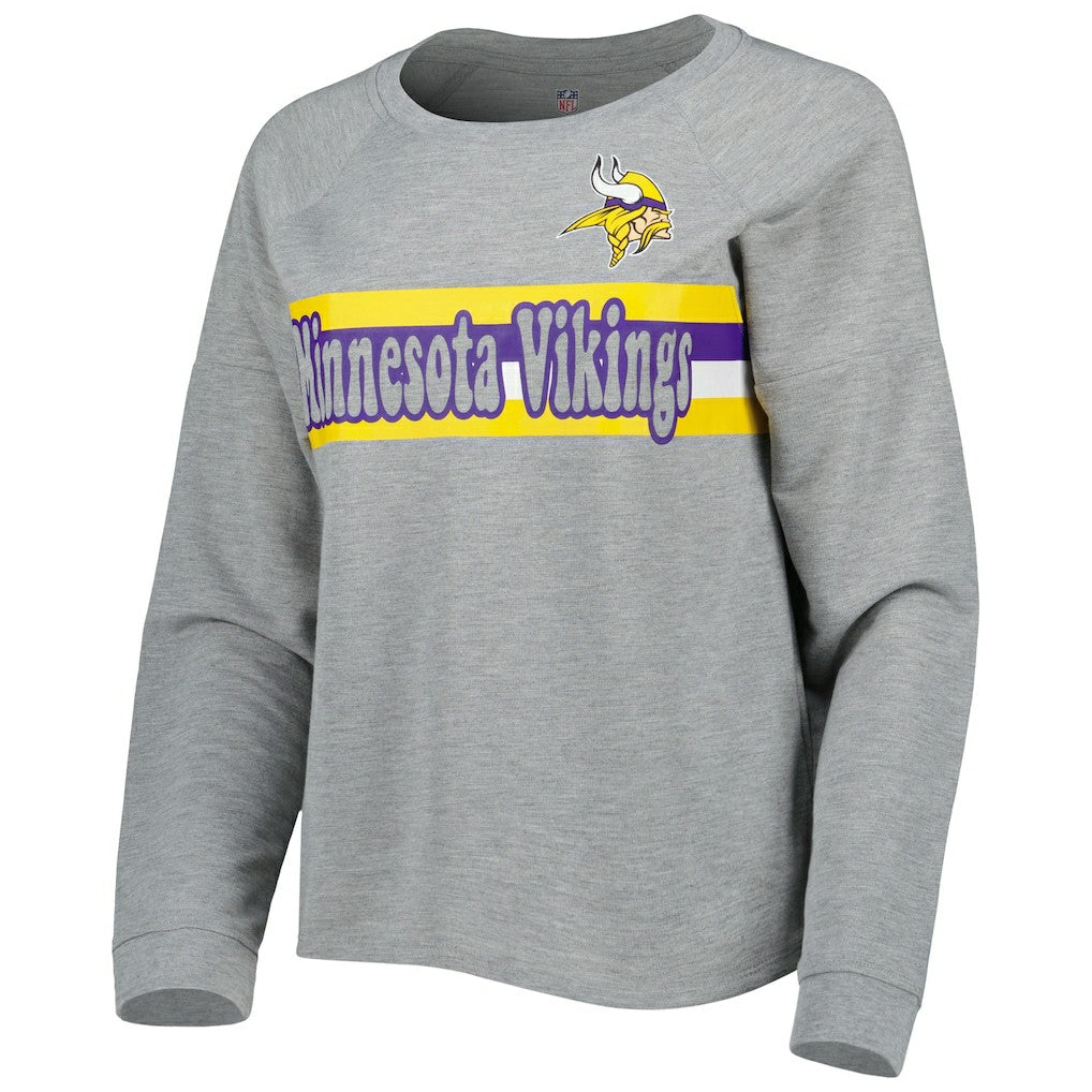 Minnesota Vikings Juniors All Striped Up Raglan Long Sleeve T-Shirt - Heathered Gray sale