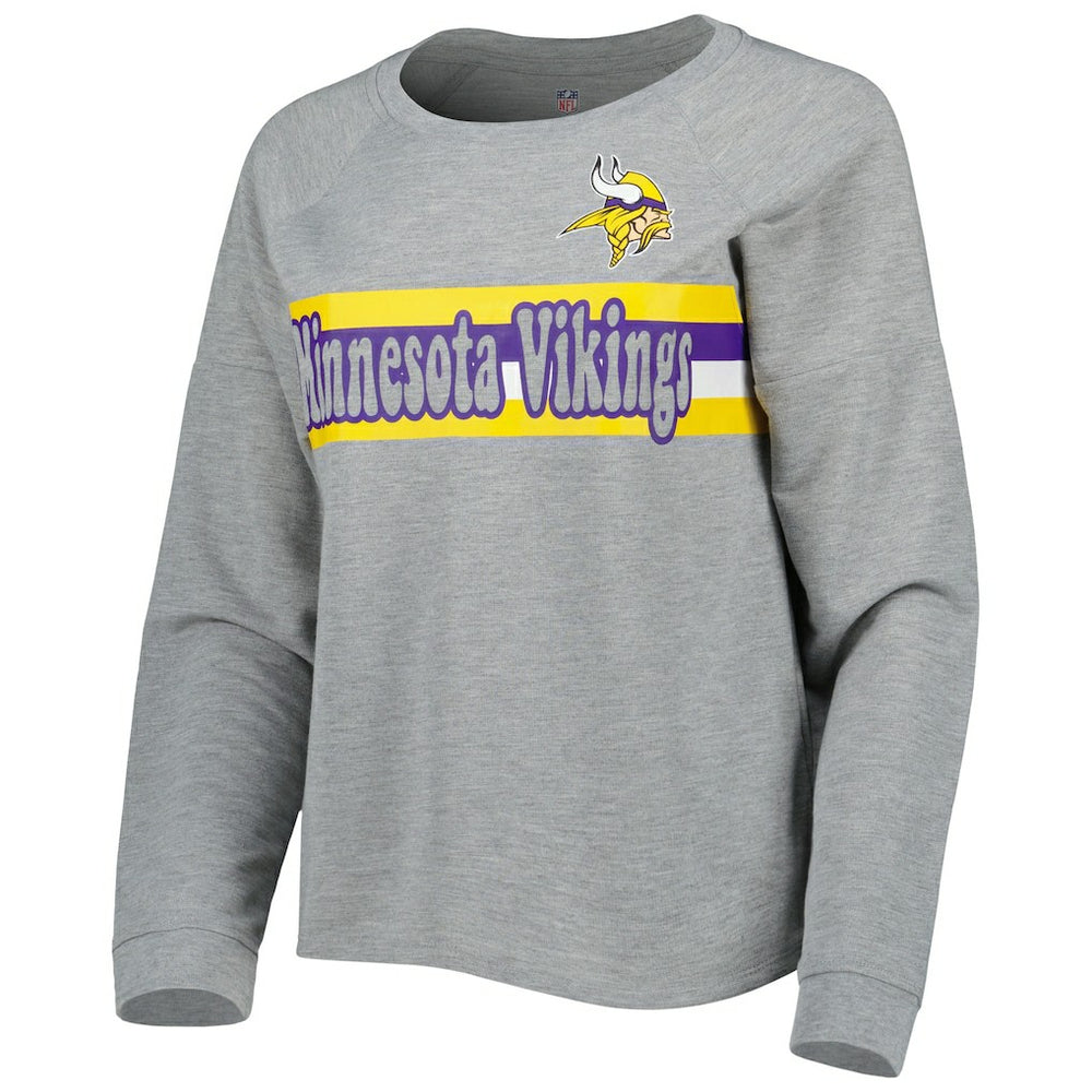 Minnesota Vikings Juniors All Striped Up Raglan Long Sleeve T-Shirt - Heathered Gray sale