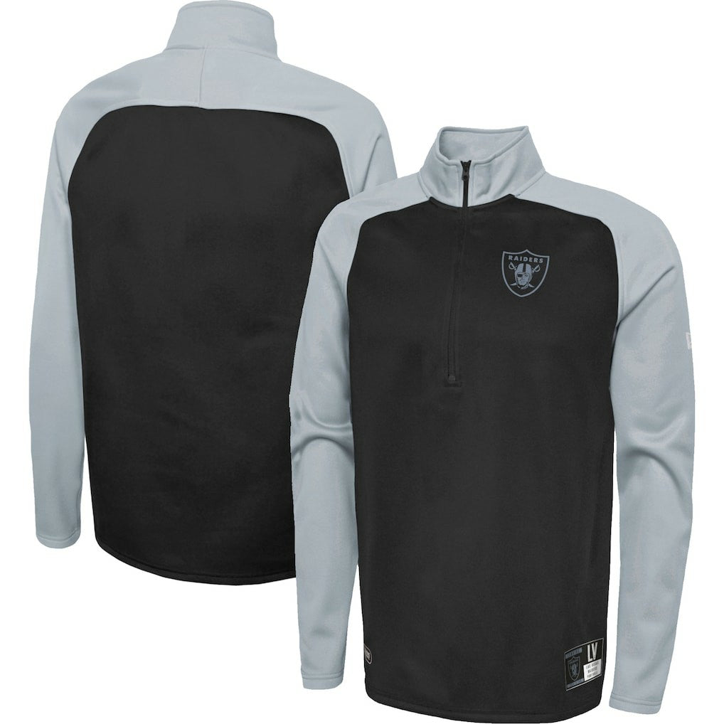 Las Vegas Raiders New Era Combine Authentic O-Line Raglan Half-Zip Jacket - Black online