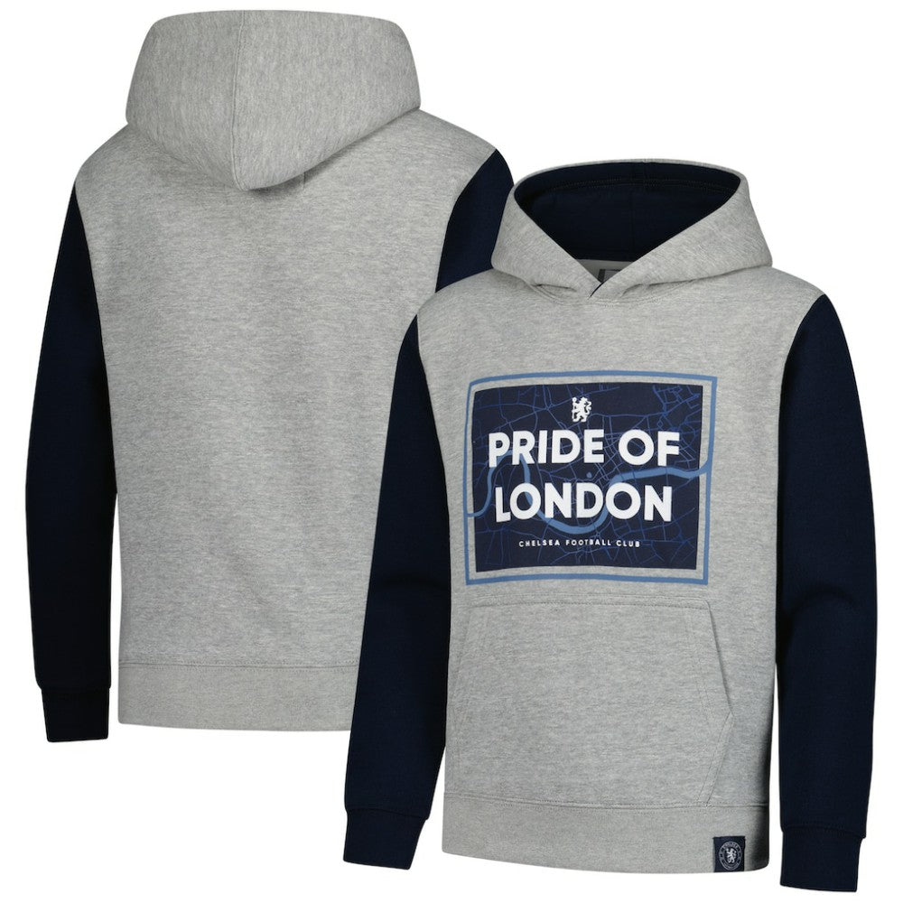Chelsea Youth Club Pullover Hoodie - Heathered Gray/Navy for sale