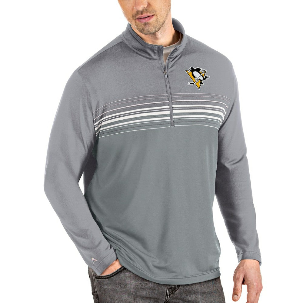 Pittsburgh Penguins Antigua Pace Quarter-Zip Pullover Top - Gray Pullover