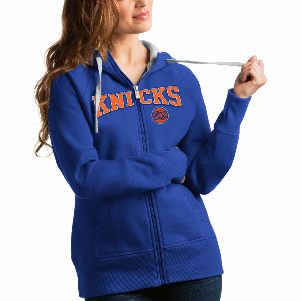 New York Knicks Antigua Women's Team Victory Full-Zip Hoodie - Royal on sale