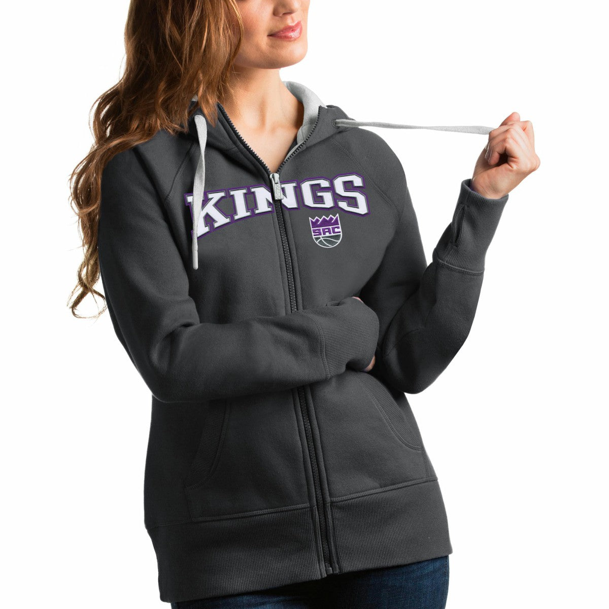 Sacramento Kings Antigua Women's Team Victory Full-Zip Hoodie - Charcoal cheap