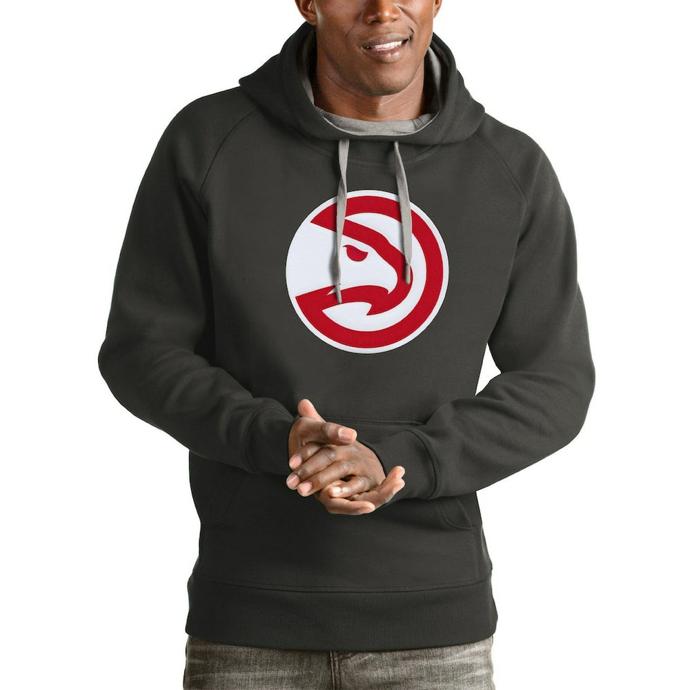 Atlanta Hawks Antigua Logo Victory Pullover Hoodie - Charcoal outlet