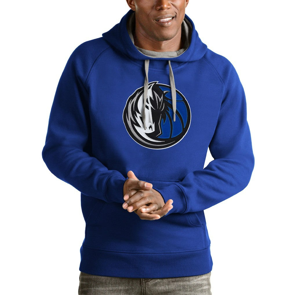 Dallas Mavericks Antigua Logo Victory Pullover Hoodie sale - Royal discount