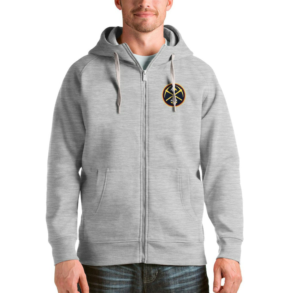 Denver Nuggets Antigua Logo Victory Full-Zip Hoodie sale - Heathered Gray online