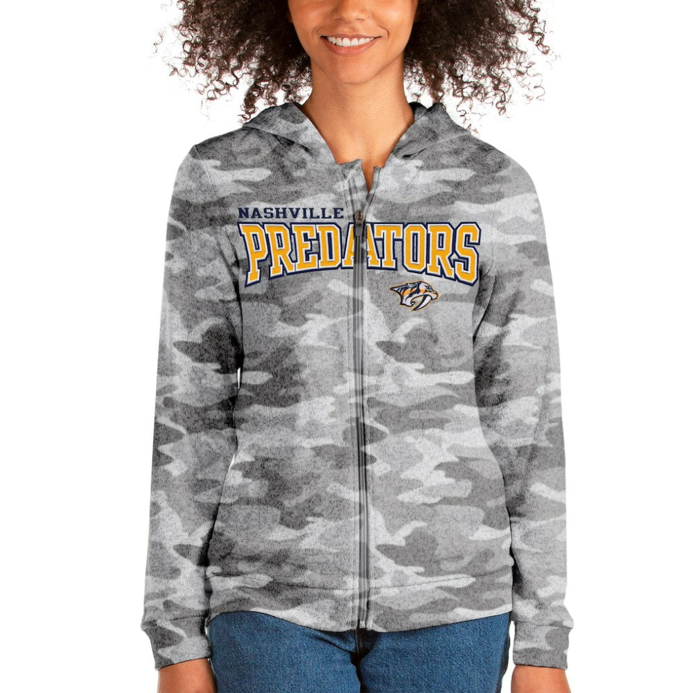 Nashville Predators Antigua Women's Team Absolute Full-Zip Hoodie - Camo Hoodies