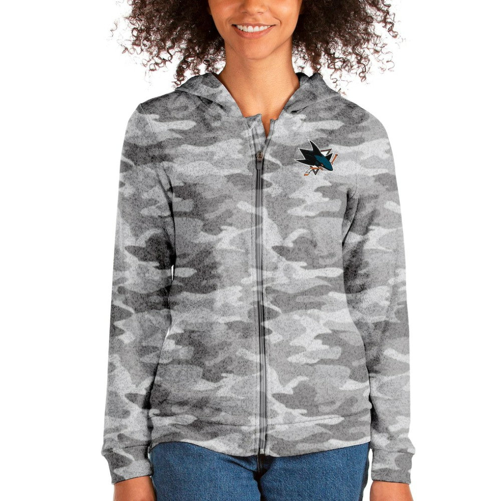 San Jose Sharks Antigua Absolute Full-Zip Hoodie - Camo Hoodies