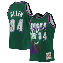 Ray Allen Milwaukee Bucks 1996/97 Hardwood Classics NBA 75th Anniversary Diamond Swingman Jersey - Green for sale