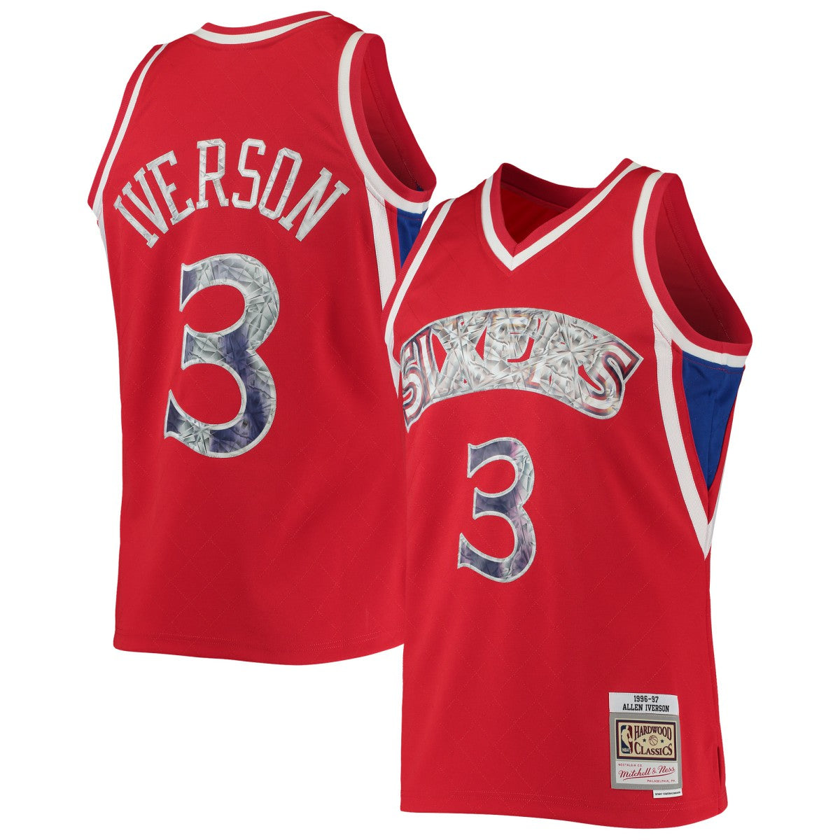 Allen Iverson Philadelphia 76ers 1996/97 Hardwood Classics NBA 75th Anniversary Diamond Swingman Jersey - Red shop