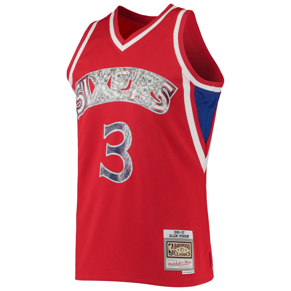 Allen Iverson Philadelphia 76ers 1996/97 Hardwood Classics NBA 75th Anniversary Diamond Swingman Jersey - Red shop