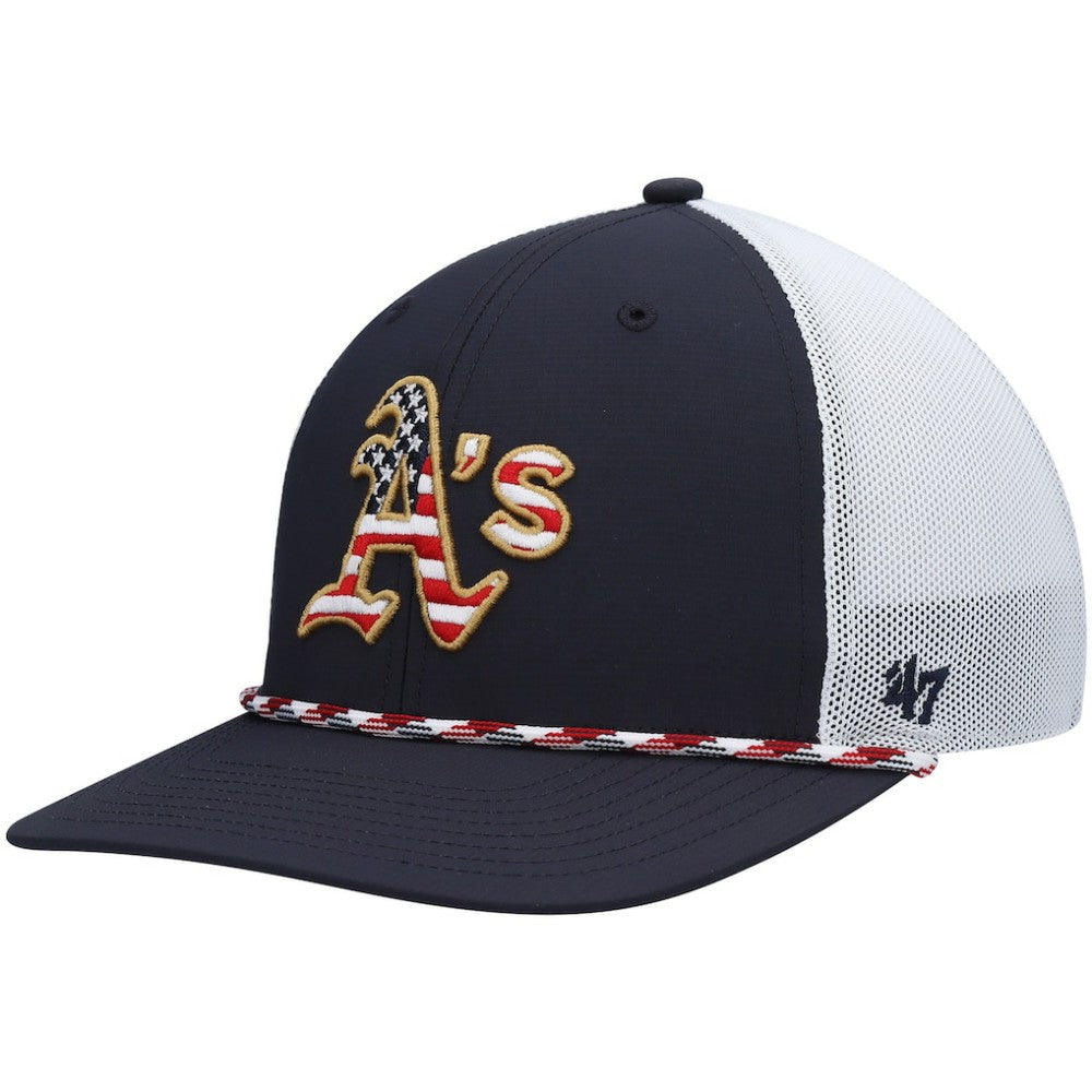 Athletics Flag Fill Trucker Snapback Hat Navy/White