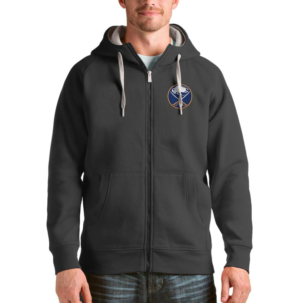 Buffalo Sabres Antigua Logo Victory Full-Zip Hoodie - Charcoal Hoodies