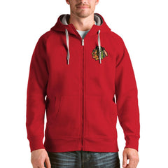 Chicago Blackhawks Antigua Logo Victory Full-Zip Hoodie - Red Hoodies