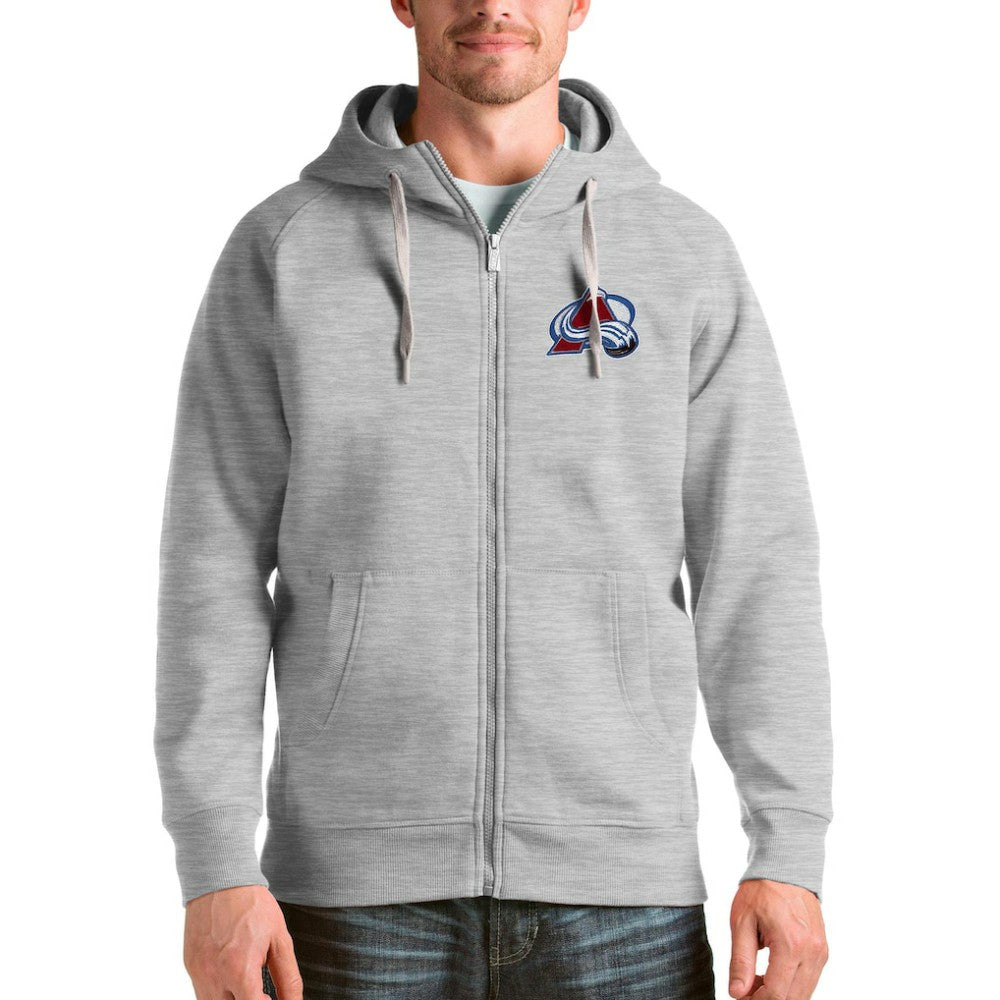 Colorado Avalanche Antigua Logo Victory Full-Zip Hoodie - Heathered Gray Hoodies