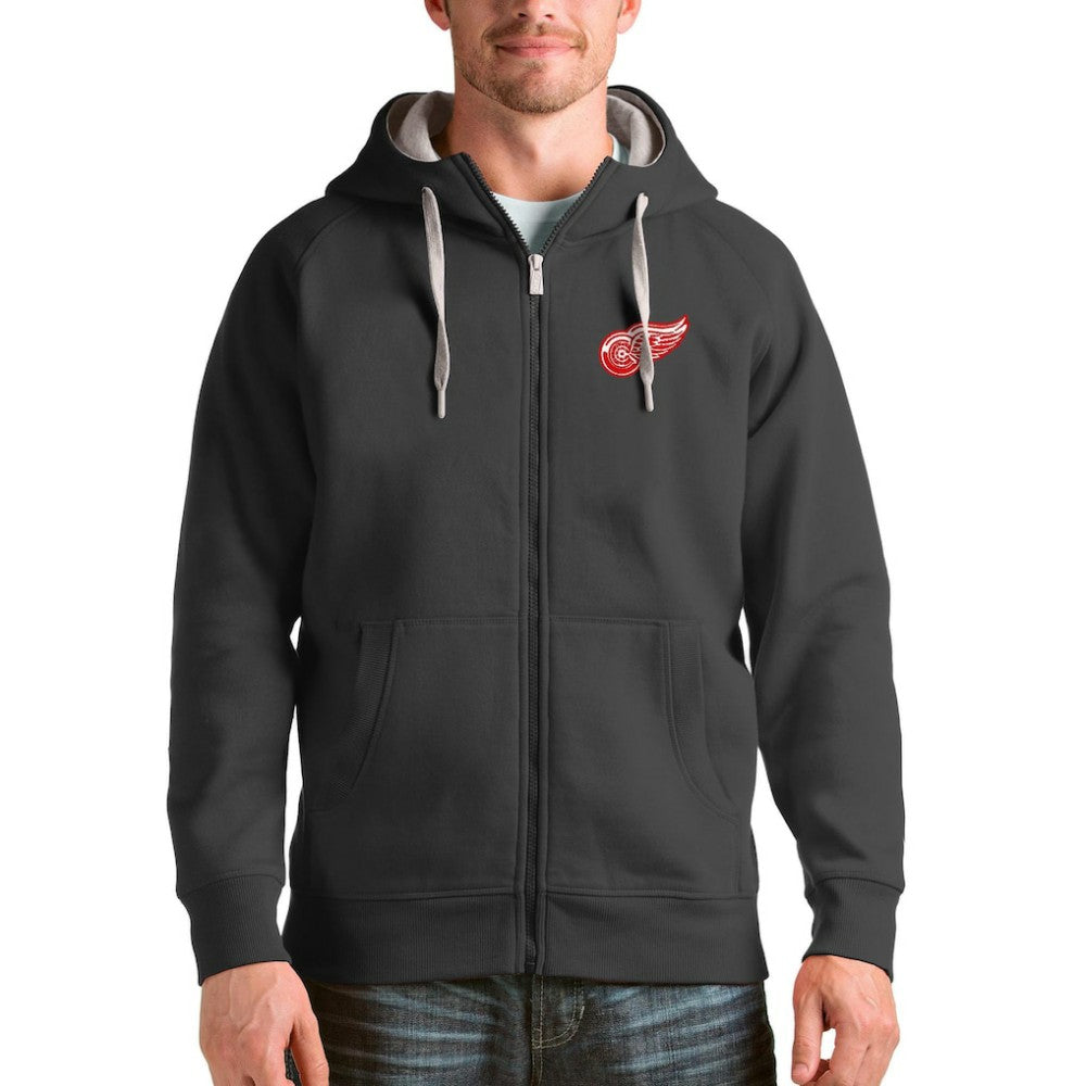 Detroit Red Wings Antigua Logo Victory Full-Zip Hoodie - Charcoal Hoodies