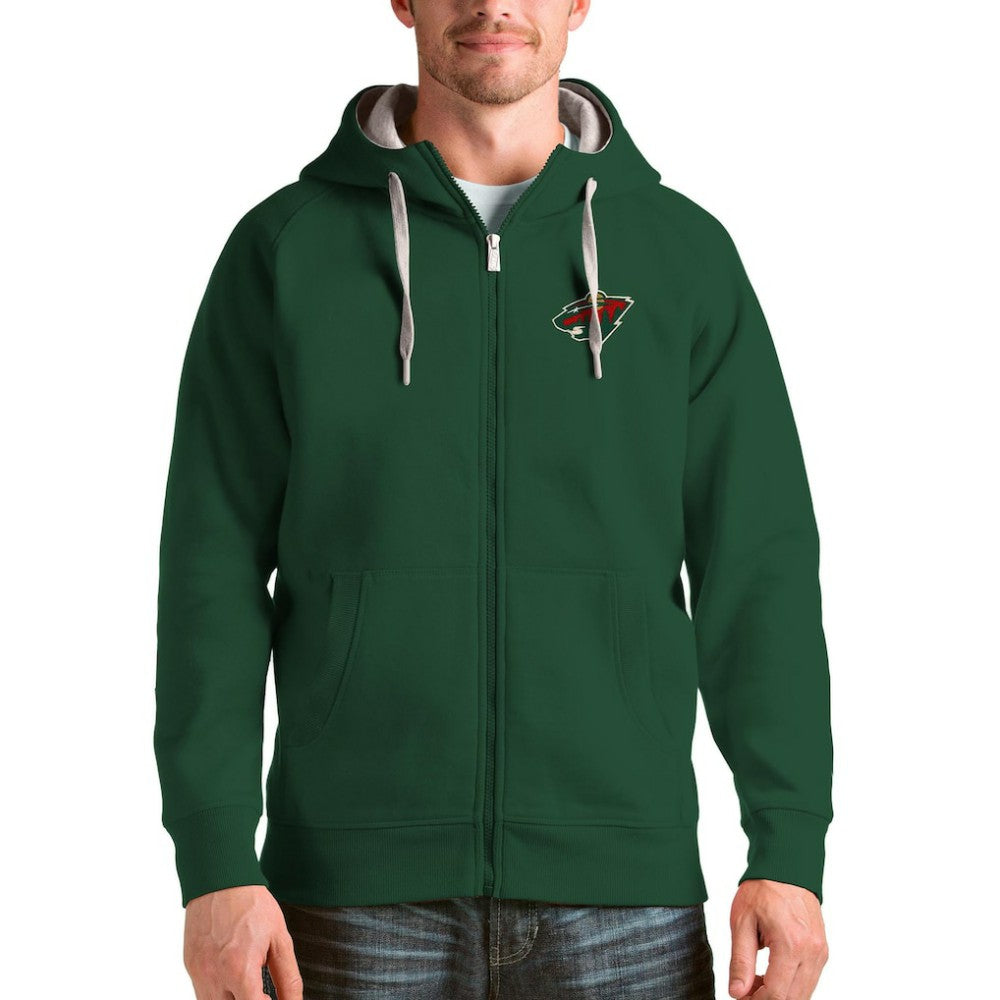 Minnesota Wild Antigua Logo Victory Full-Zip Hoodie - Green Hoodies