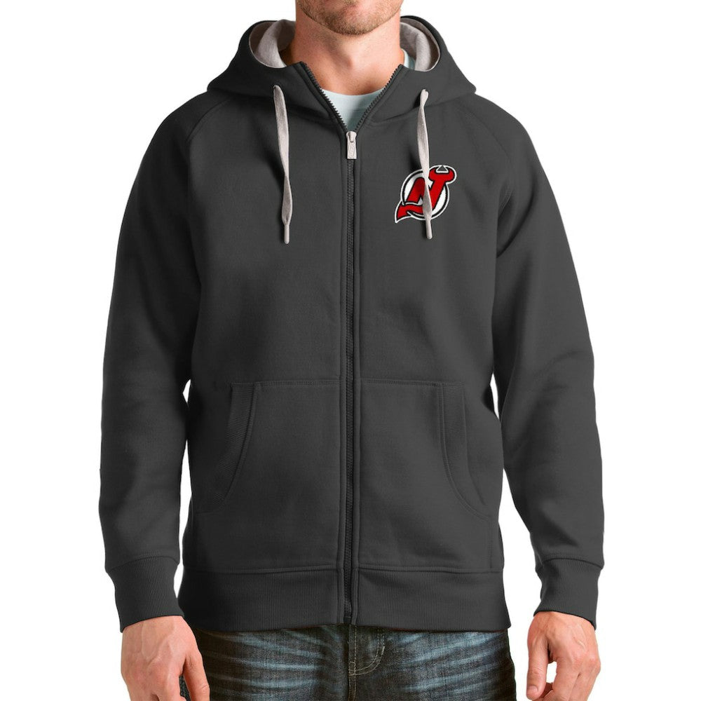 New Jersey Devils Antigua Logo Victory Full-Zip Hoodie - Charcoal Jerseys