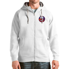 New York Islanders Antigua Logo Victory Full-Zip Hoodie - White Hoodies
