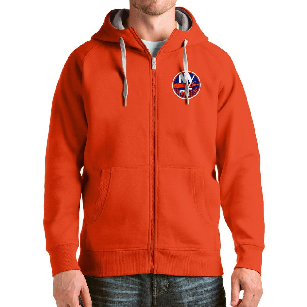 New York Islanders Antigua Logo Victory Full-Zip Hoodie - Orange Hoodies