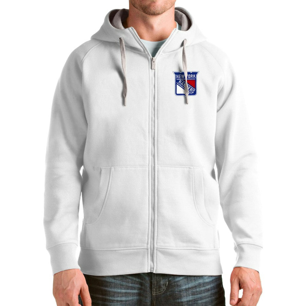 New York Rangers Antigua Logo Victory Full-Zip Hoodie - White Hoodies