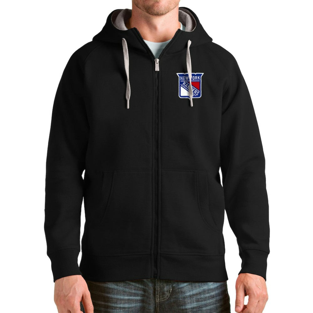 New York Rangers Antigua Logo Victory Full-Zip Hoodie - Black Hoodies