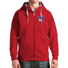 New York Rangers Antigua Logo Victory Full-Zip Hoodie - Red Hoodies