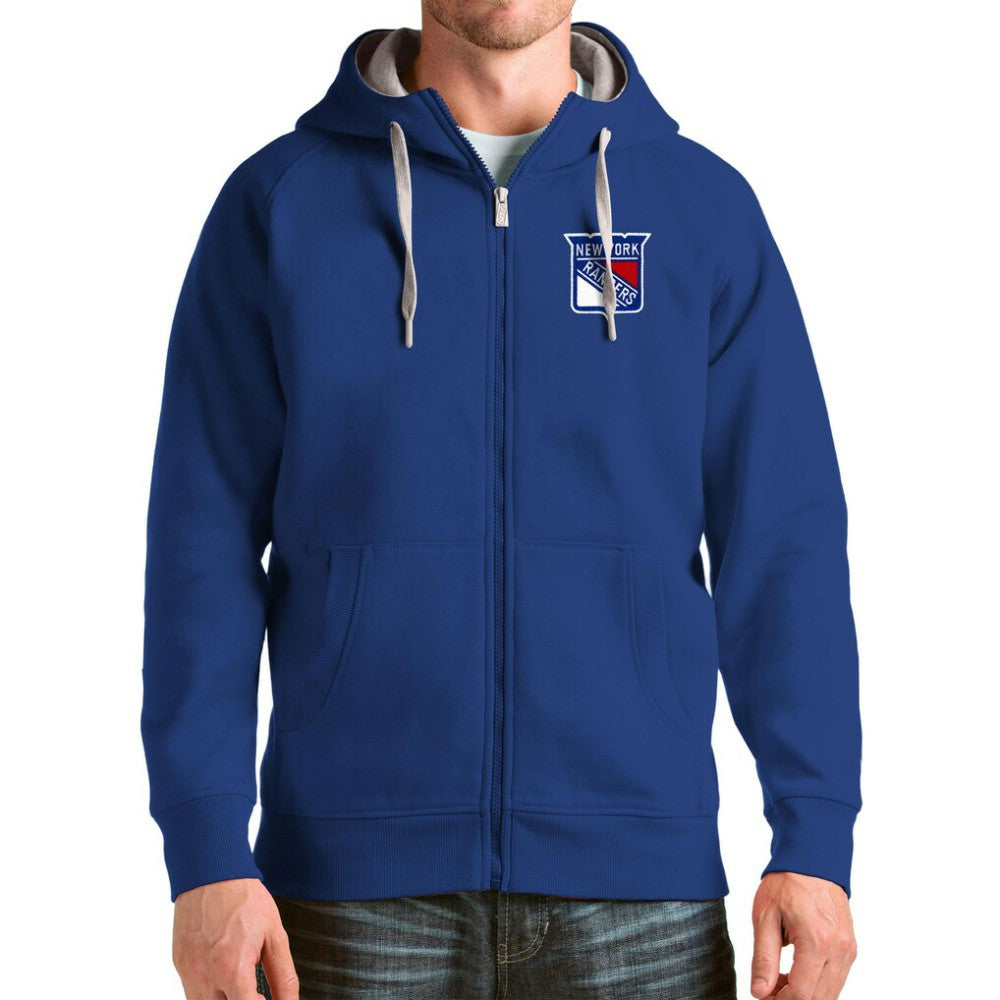 New York Rangers Antigua Logo Victory Full-Zip Hoodie - Blue Hoodies