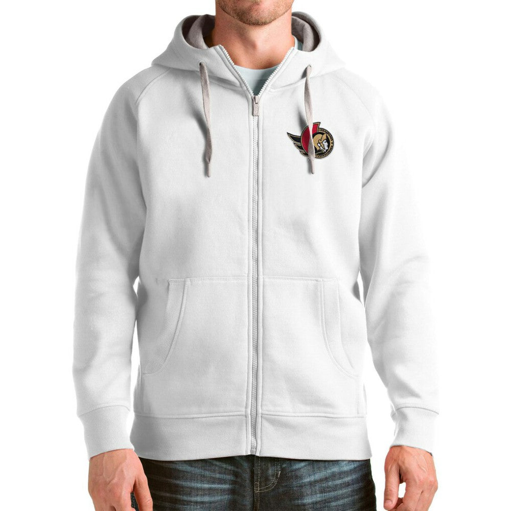 Ottawa Senators Antigua Logo Victory Full-Zip Hoodie - White Hoodies