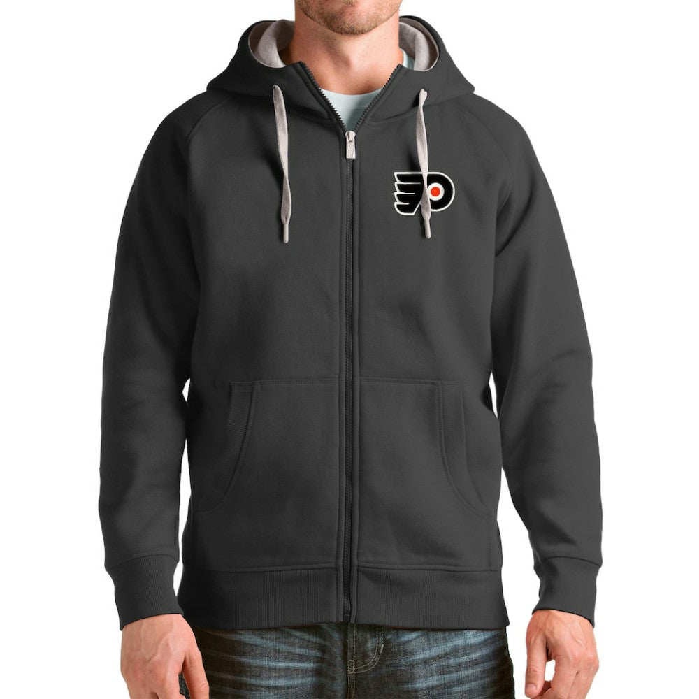 Philadelphia Flyers Antigua Logo Victory Full-Zip Hoodie - Charcoal Hoodies