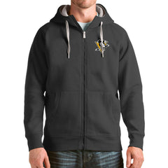 Pittsburgh Penguins Antigua Logo Victory Full-Zip Hoodie - Charcoal Hoodies