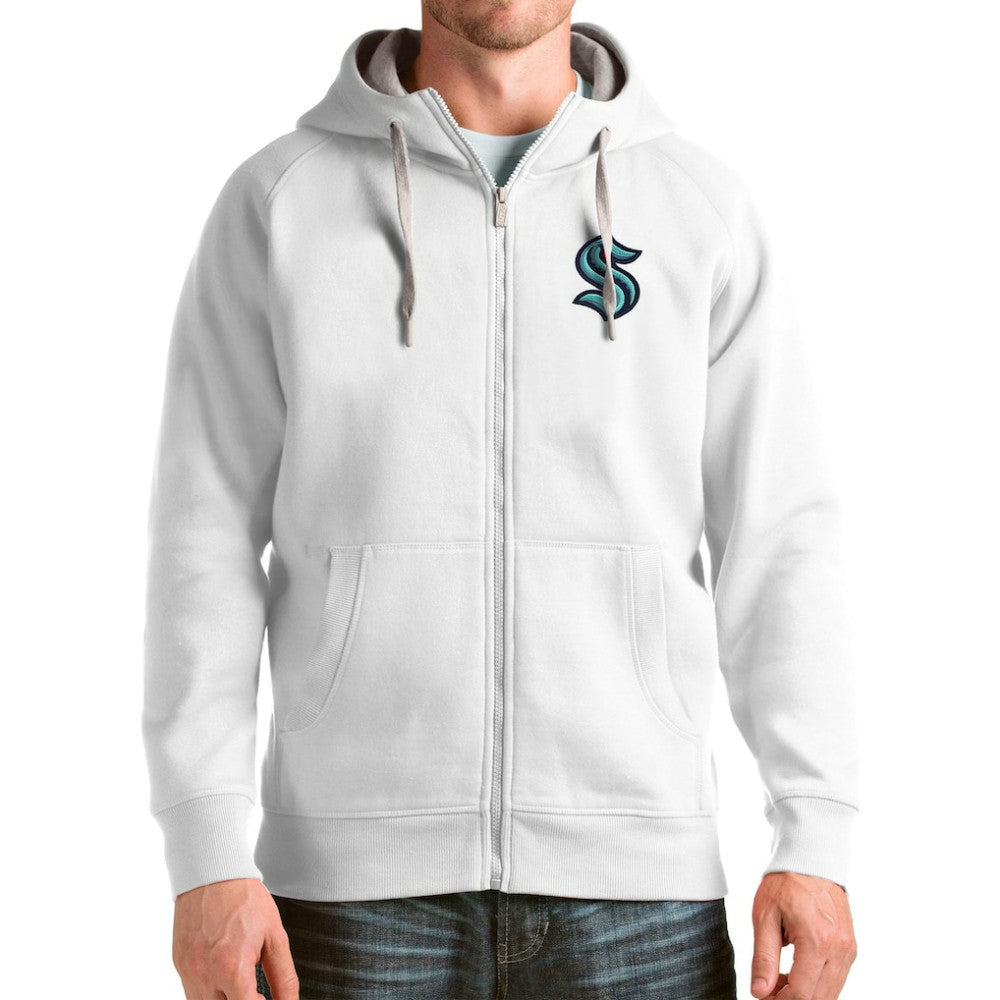 Seattle Kraken Antigua Logo Victory Full-Zip Hoodie - White Hoodies