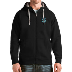 Seattle Kraken Antigua Logo Victory Full-Zip Hoodie - Black Hoodies