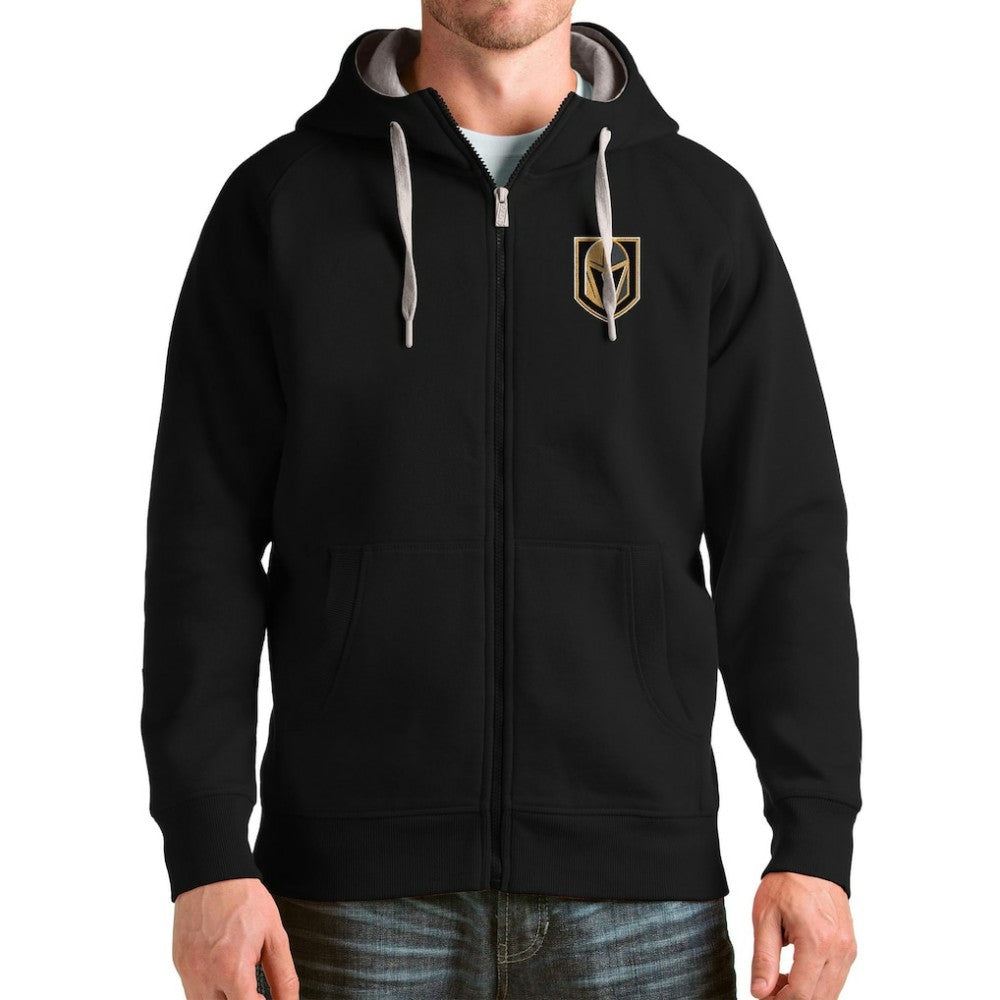 Vegas Golden Knights Antigua Logo Victory Full-Zip Hoodie - Black Hoodies