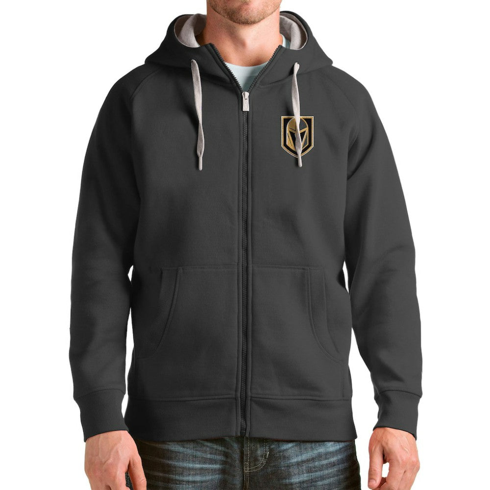 Vegas Golden Knights Antigua Logo Victory Full-Zip Hoodie - Charcoal Hoodies
