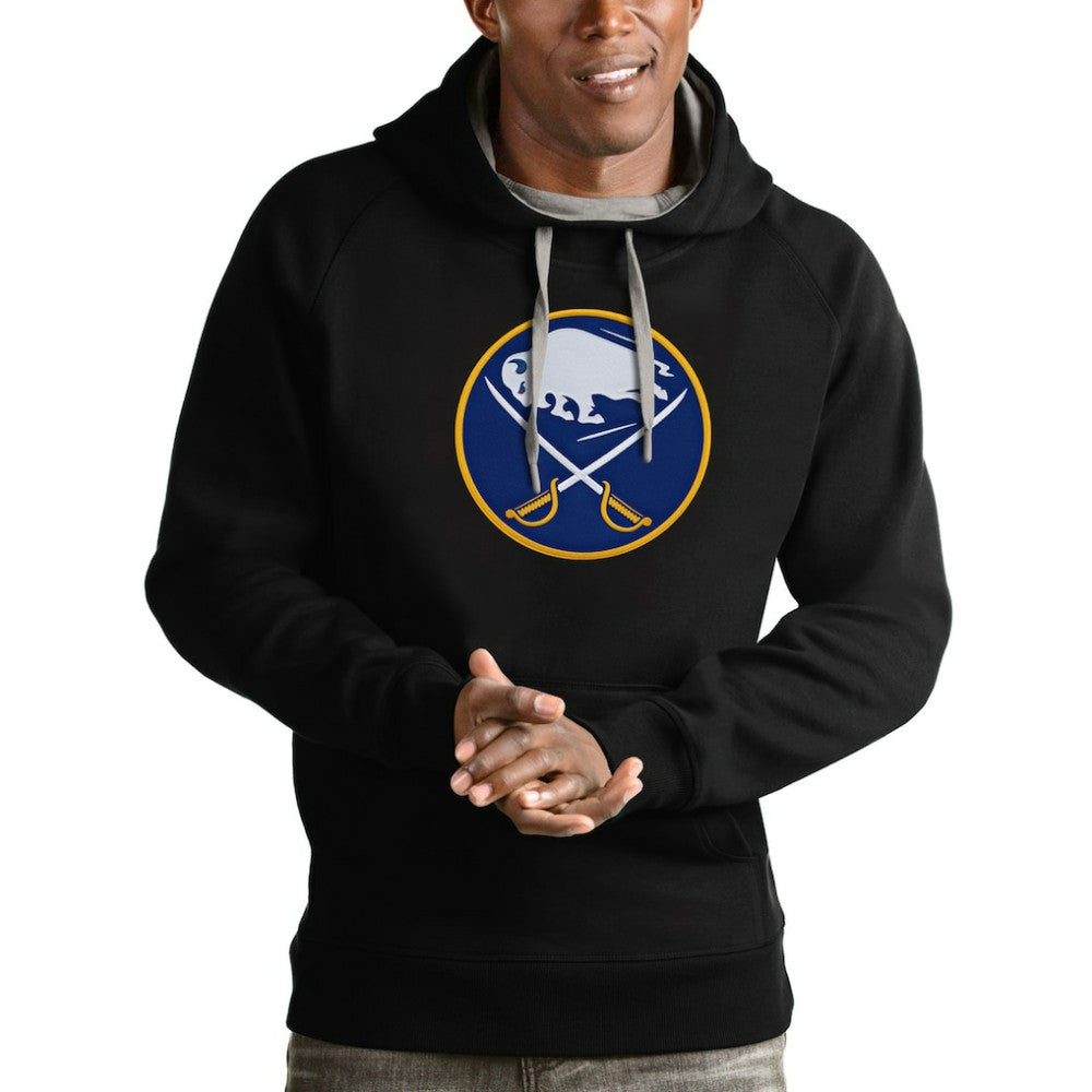 Buffalo Sabres Antigua Logo Victory Pullover Hoodie - Black Hoodies