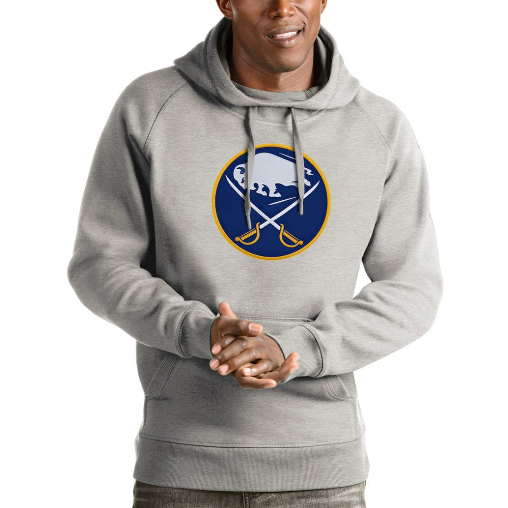 Buffalo Sabres Antigua Logo Victory Pullover Hoodie - Heathered Gray Hoodies