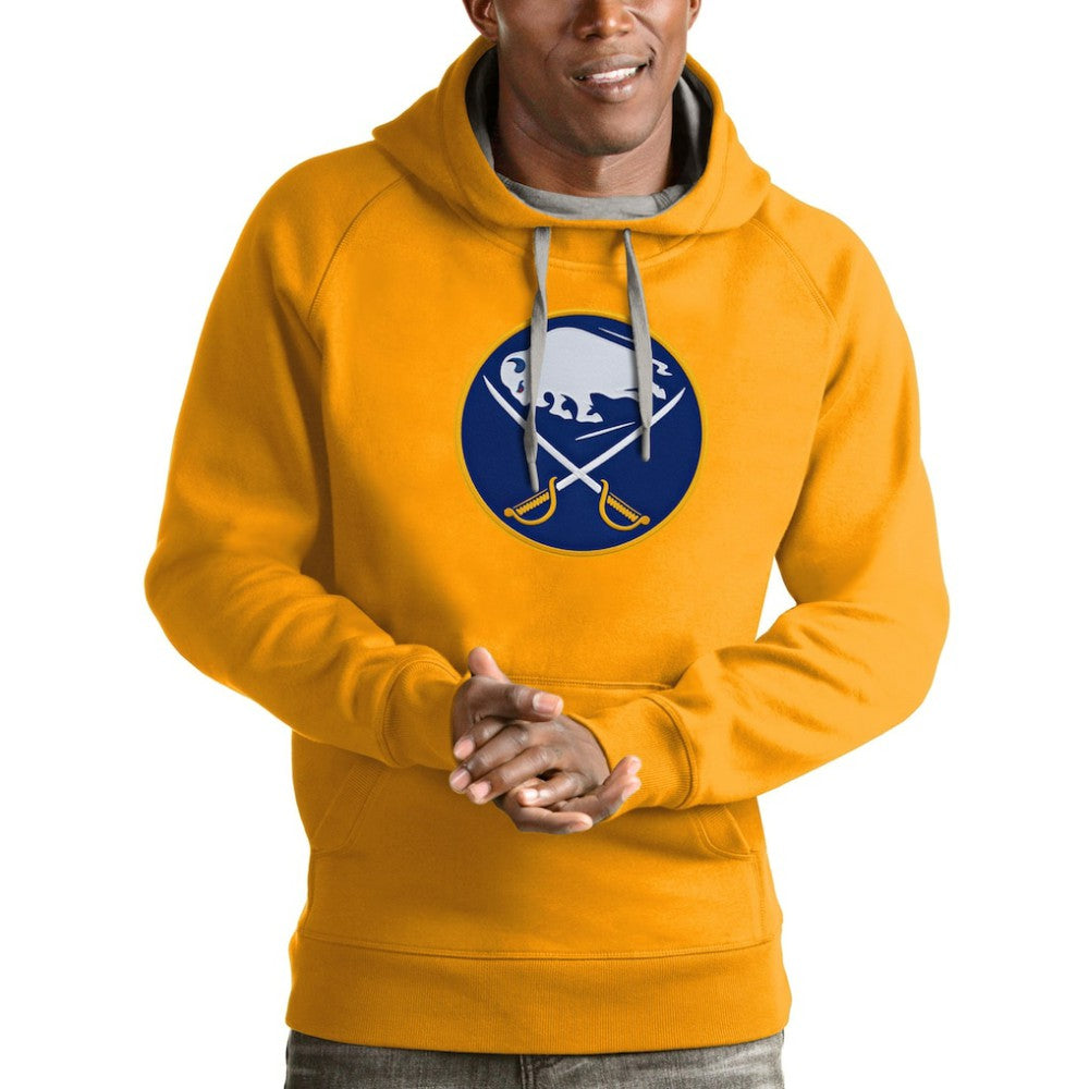 Buffalo Sabres Antigua Logo Victory Pullover Hoodie - Gold Hoodies