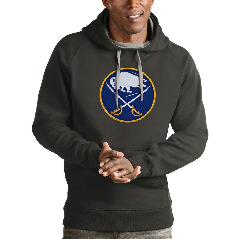 Buffalo Sabres Antigua Logo Victory Pullover Hoodie - Charcoal Hoodies