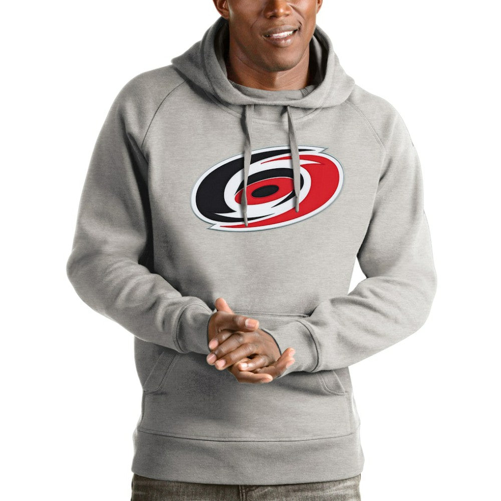 Carolina Hurricanes Antigua Logo Victory Pullover Hoodie - Heathered Gray Hoodies