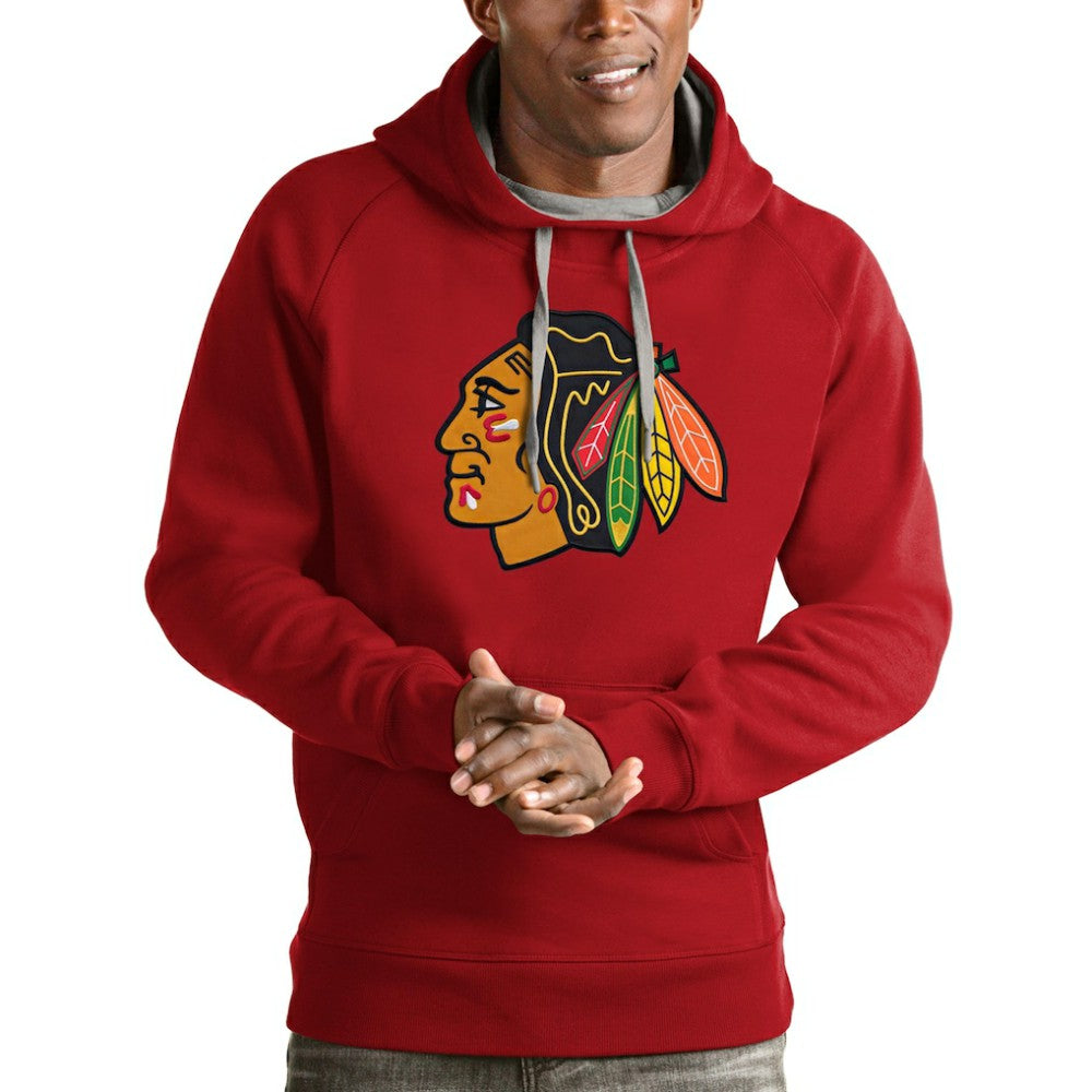 Chicago Blackhawks Antigua Logo Victory Pullover Hoodie - Red Hoodies