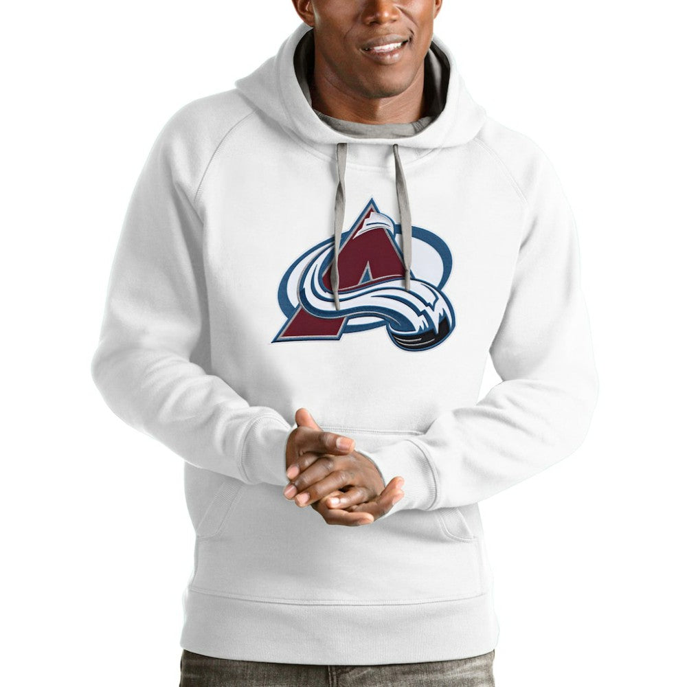 Colorado Avalanche Antigua Logo Victory Pullover Hoodie - White Hoodies