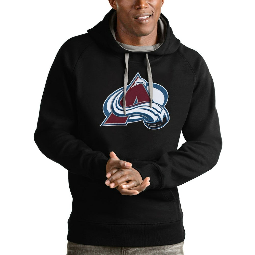 Colorado Avalanche Antigua Logo Victory Pullover Hoodie - Black Hoodies
