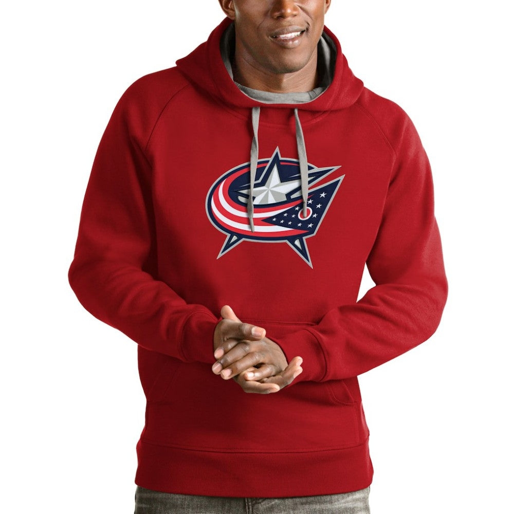 Columbus Blue Jackets Antigua Logo Victory Pullover Hoodie - Red Hoodies