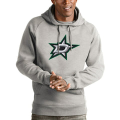 Dallas Stars Antigua Logo Victory Pullover Hoodie - Heathered Gray Hoodies