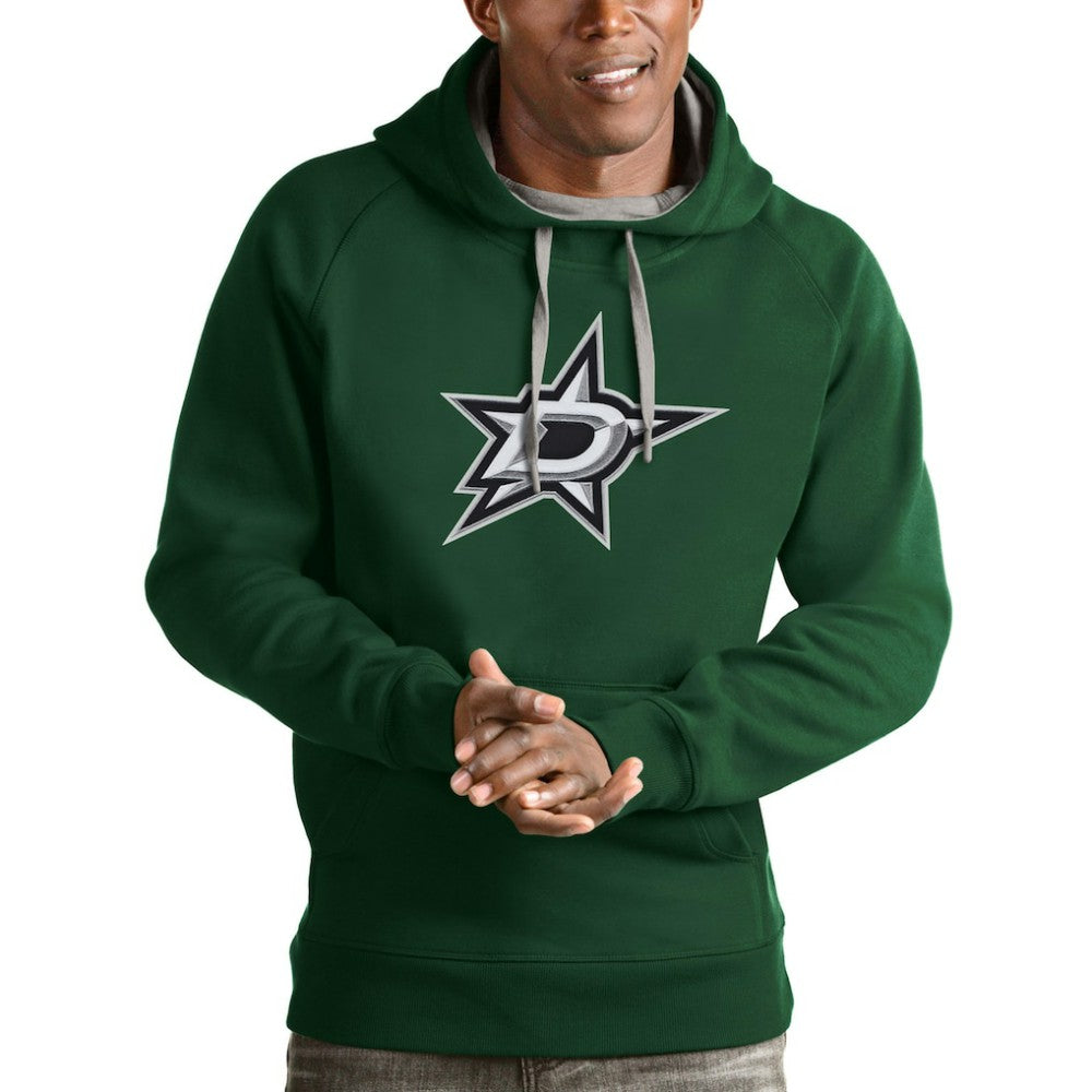 Dallas Stars Antigua Logo Victory Pullover Hoodie - Hunter Green Hoodies