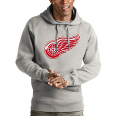 Detroit Red Wings Antigua Logo Victory Pullover Hoodie - Heathered Gray Hoodies